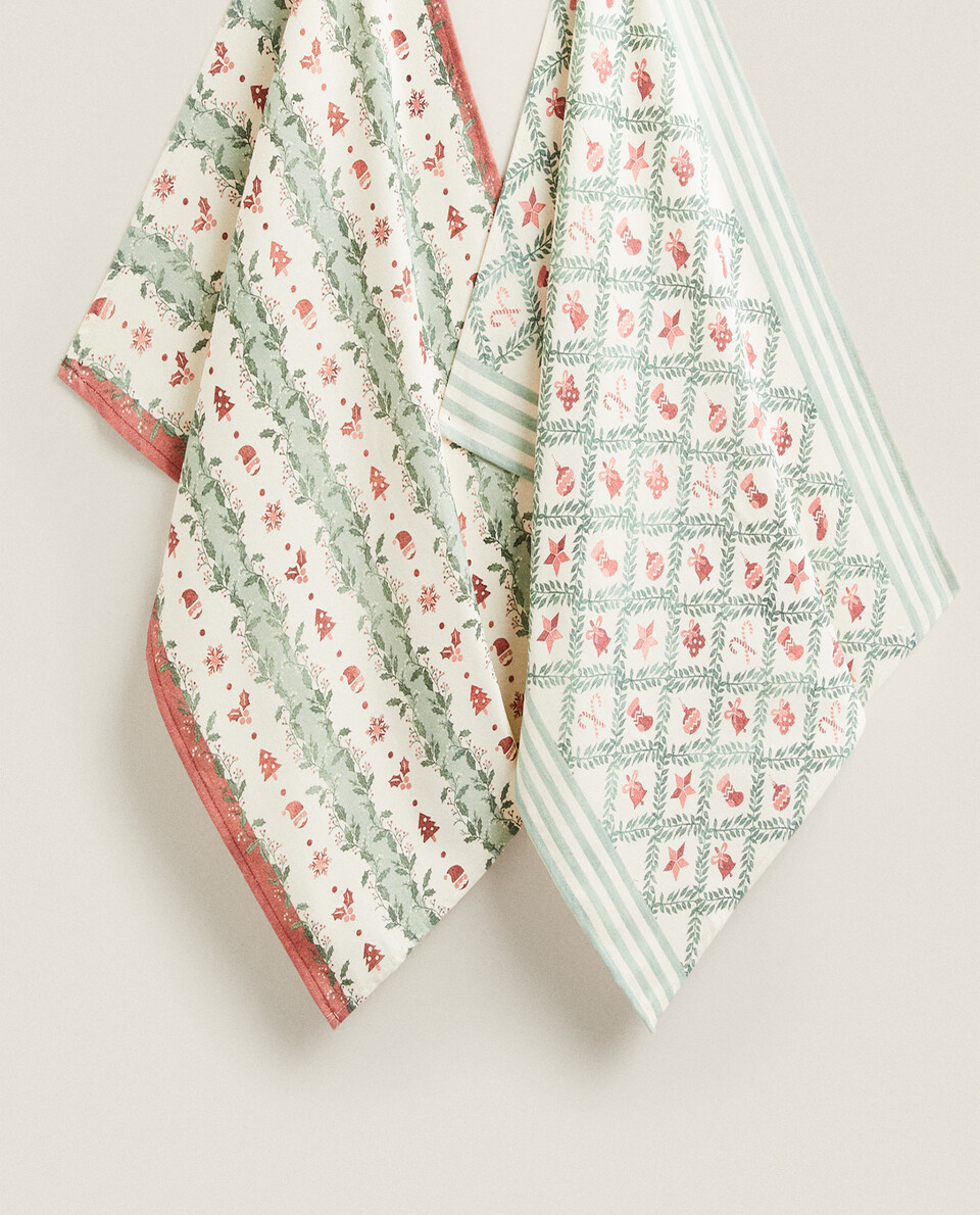 PACK OF COTTON CHRISTMAS KITCHEN TOWELS (PACK OF 2)