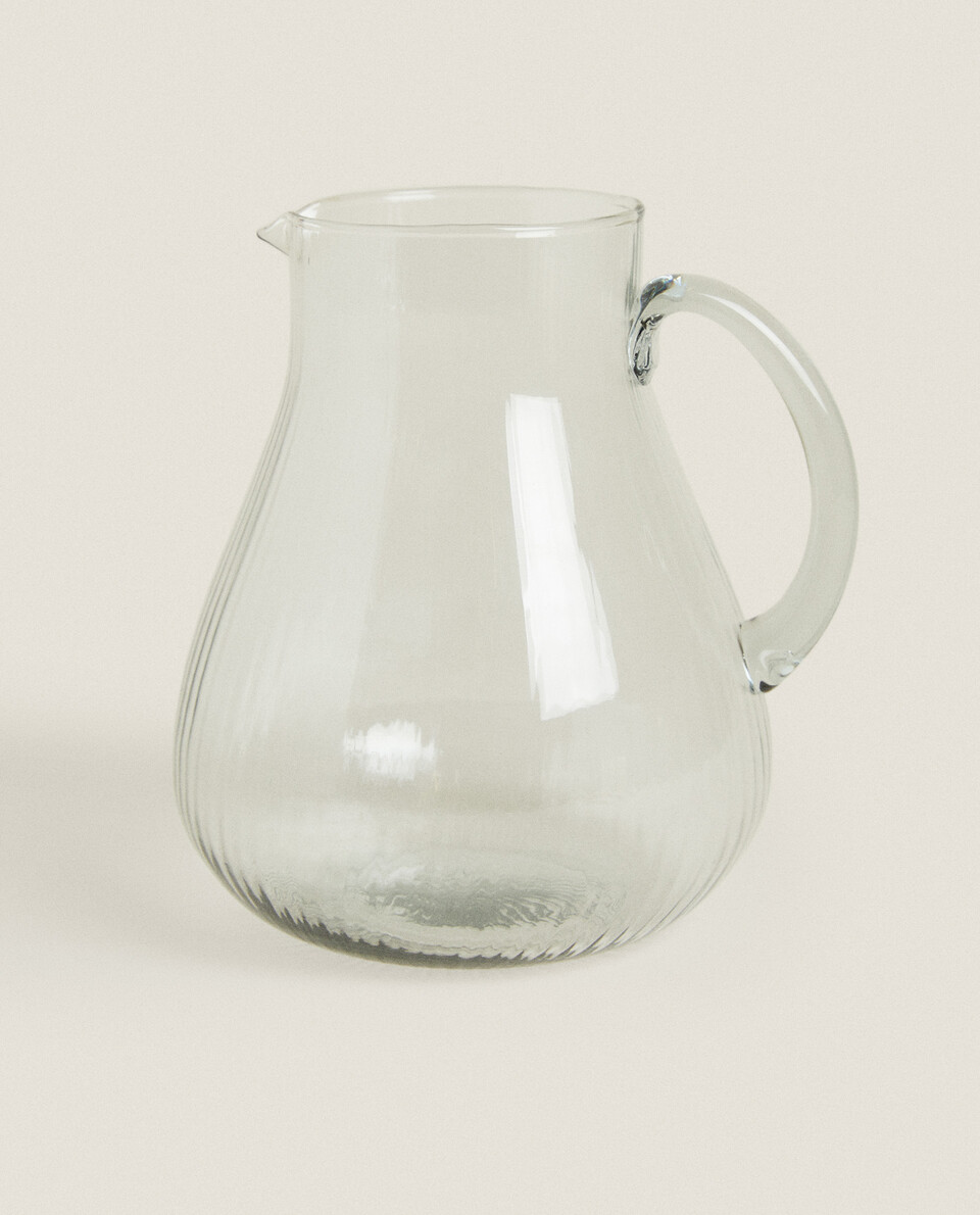 GLASS JUG WITH LINES Zara Home Thailand