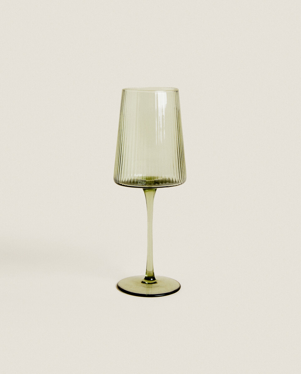 線條設計圓錐形玻璃葡萄酒杯