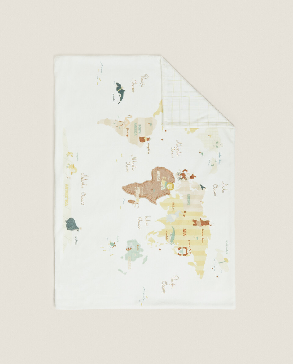 REVERSIBLE WORLD MAP BLANKET Zara Home Spain