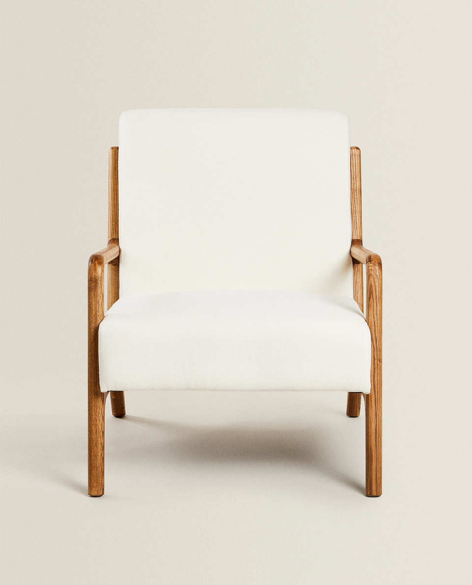 ASH WOOD AND LINEN ARMCHAIR