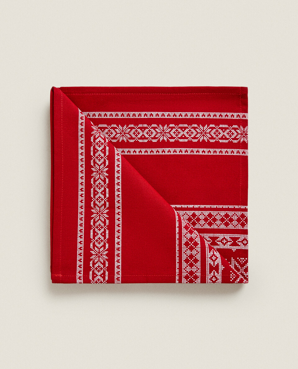 PACK OF COTTON NAPKINS WITH CHRISTMAS BORDER (PACK OF 2)