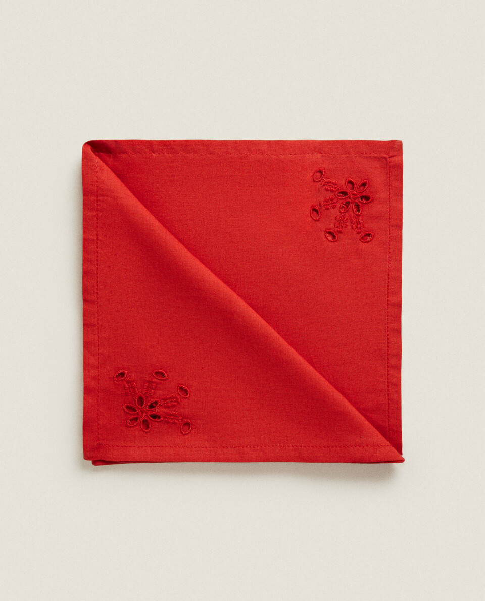 PACK OF EMBROIDERED COTTON CHRISTMAS NAPKINS (PACK OF 2)