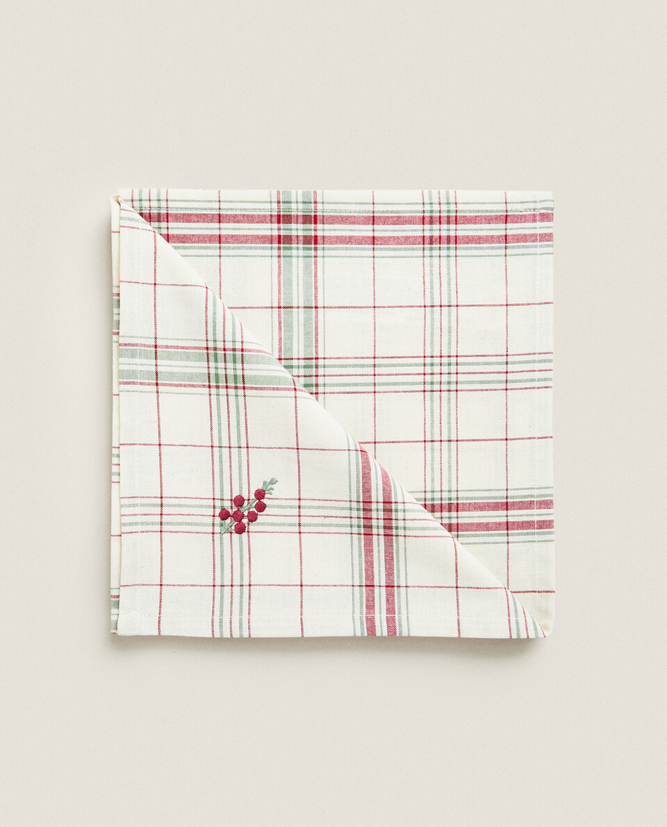 PACK OF CHECK NAPKINS WITH CHRISTMAS STRIPES (PACK OF 2)