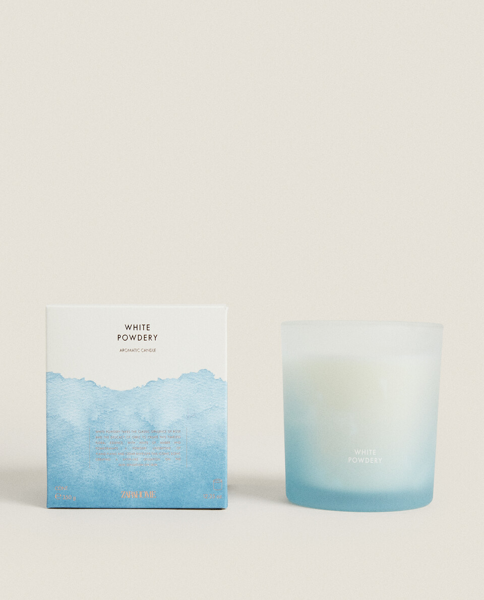 (350 G) WHITE POWDERY SCENTED CANDLE