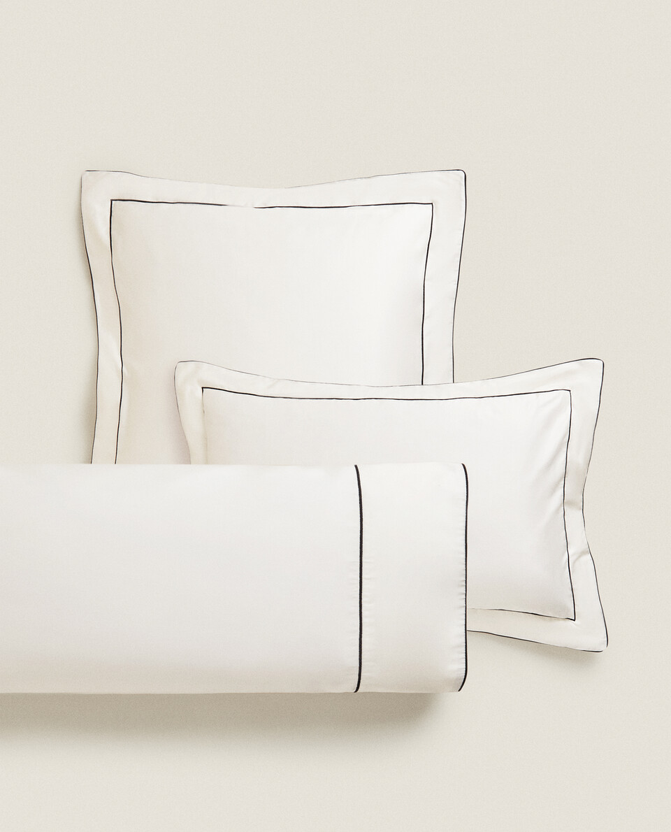 PILLOWCASE WITH COLOURED DOUBLE PIPING DETAIL Zara Home Qatar