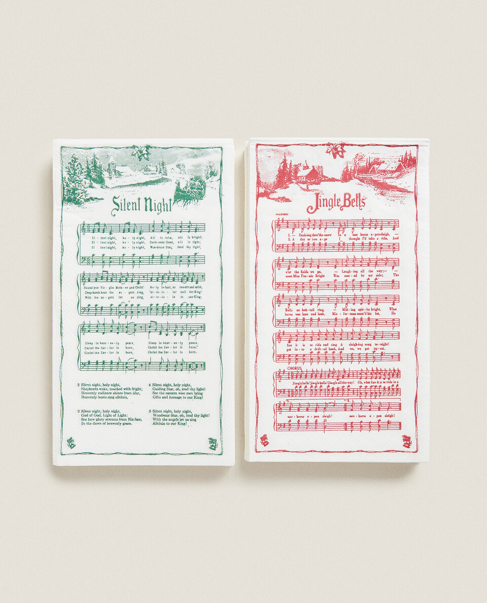 PACK OF PAPER NAPKINS WITH CHRISTMAS CAROLS (PACK OF 30)