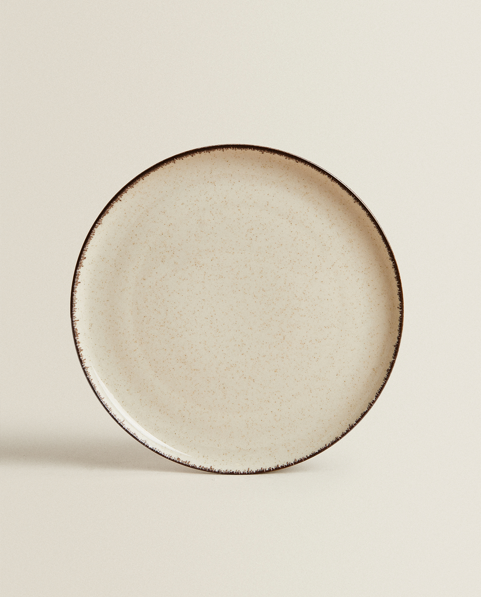 PLATO LLANO PORCELANA FILO ENVEJECIDO