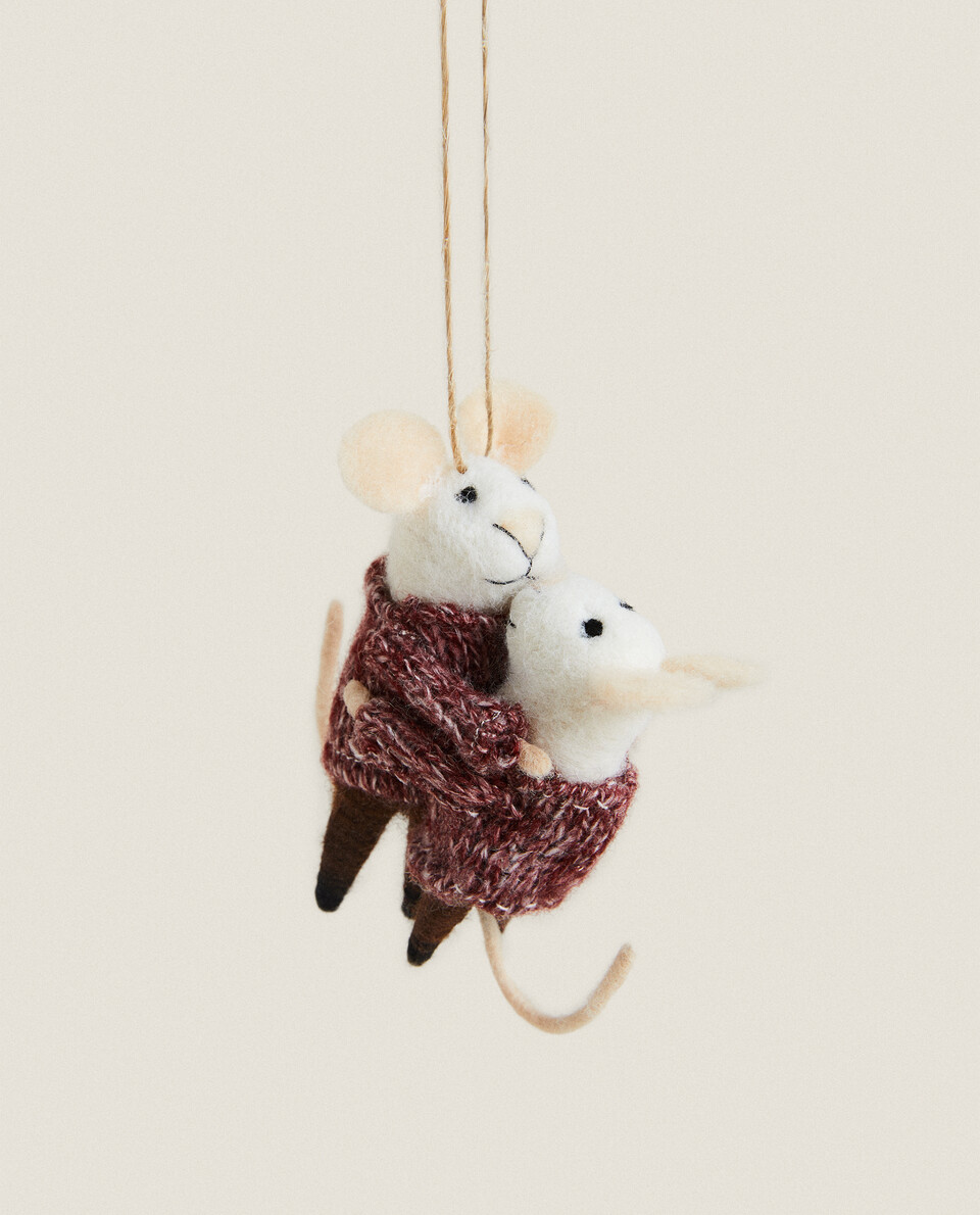 WOOL FAMILY OF MICE CHRISTMAS DECORATION