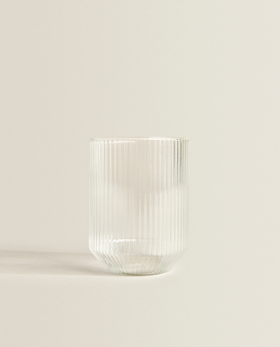 線條浮雕硼矽玻璃杯子
