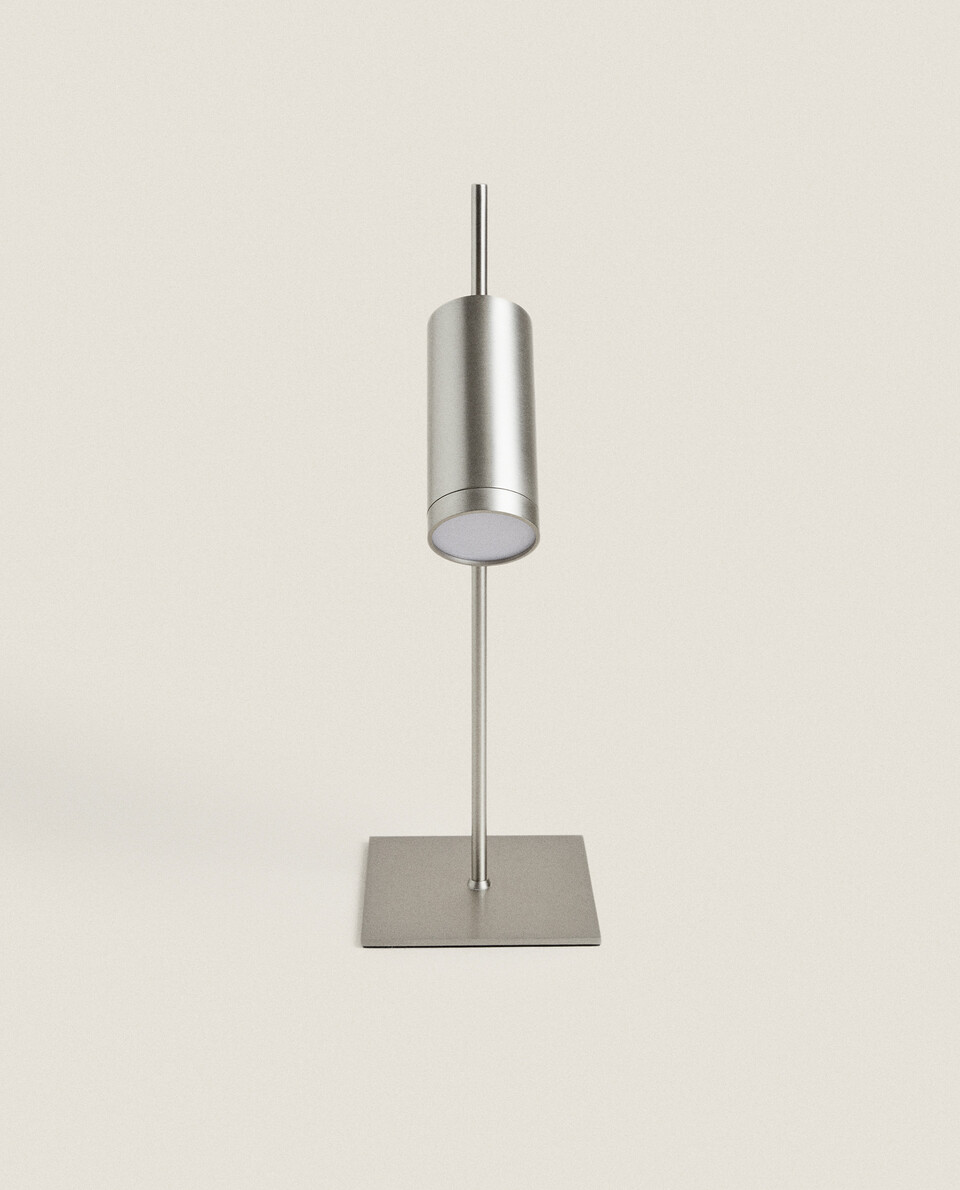 SILVER METAL USB RECHARGEABLE DESK LAMP