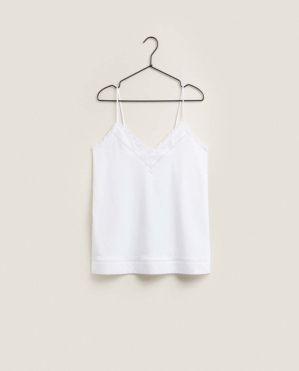 LACE TRIM TOP | Zara Home Germany