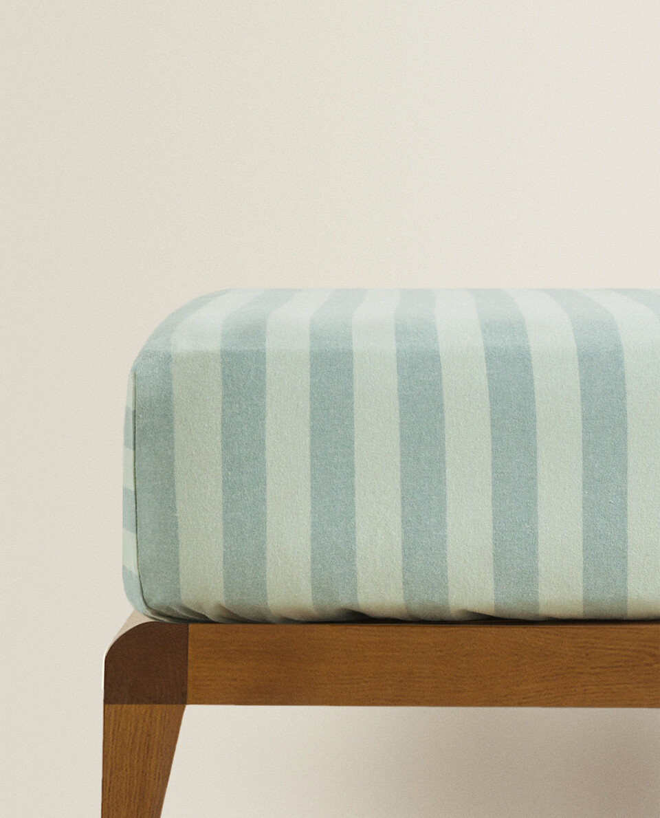 STRIPED FLANNEL FITTED SHEET