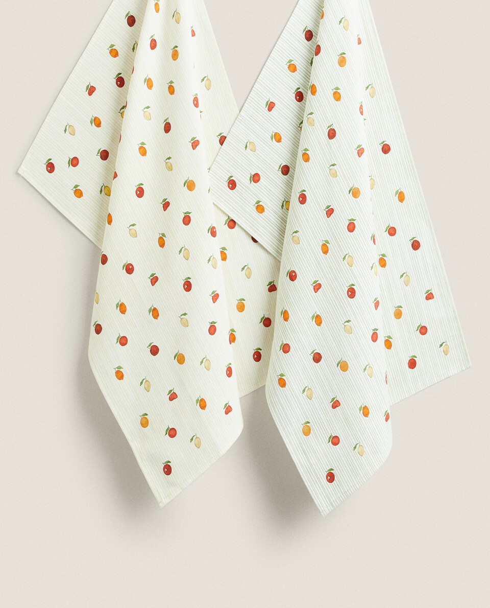 FRUIT PRINT COTTON TEA TOWEL (PACK OF 2) Zara Home ไทย