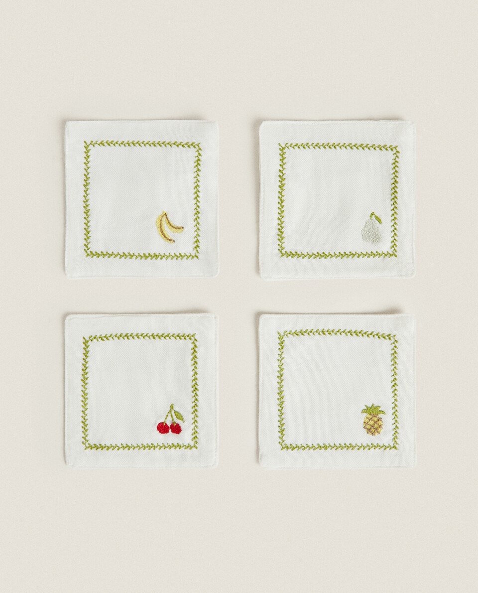 Set van 4 onderzetters van katoen, 18 cm, ronde onderzetters, elegant, duurzaam, ronde placemats, waterabsorberend, voor keuken, eetkamer, woonkamer, rood Set van 4 onderzetters van katoen, 18 cm, ronde onderzetters, elegant, duurzaam, ronde placemats, waterabsorberend, voor keuken, eetkamer, woonkamer, rood