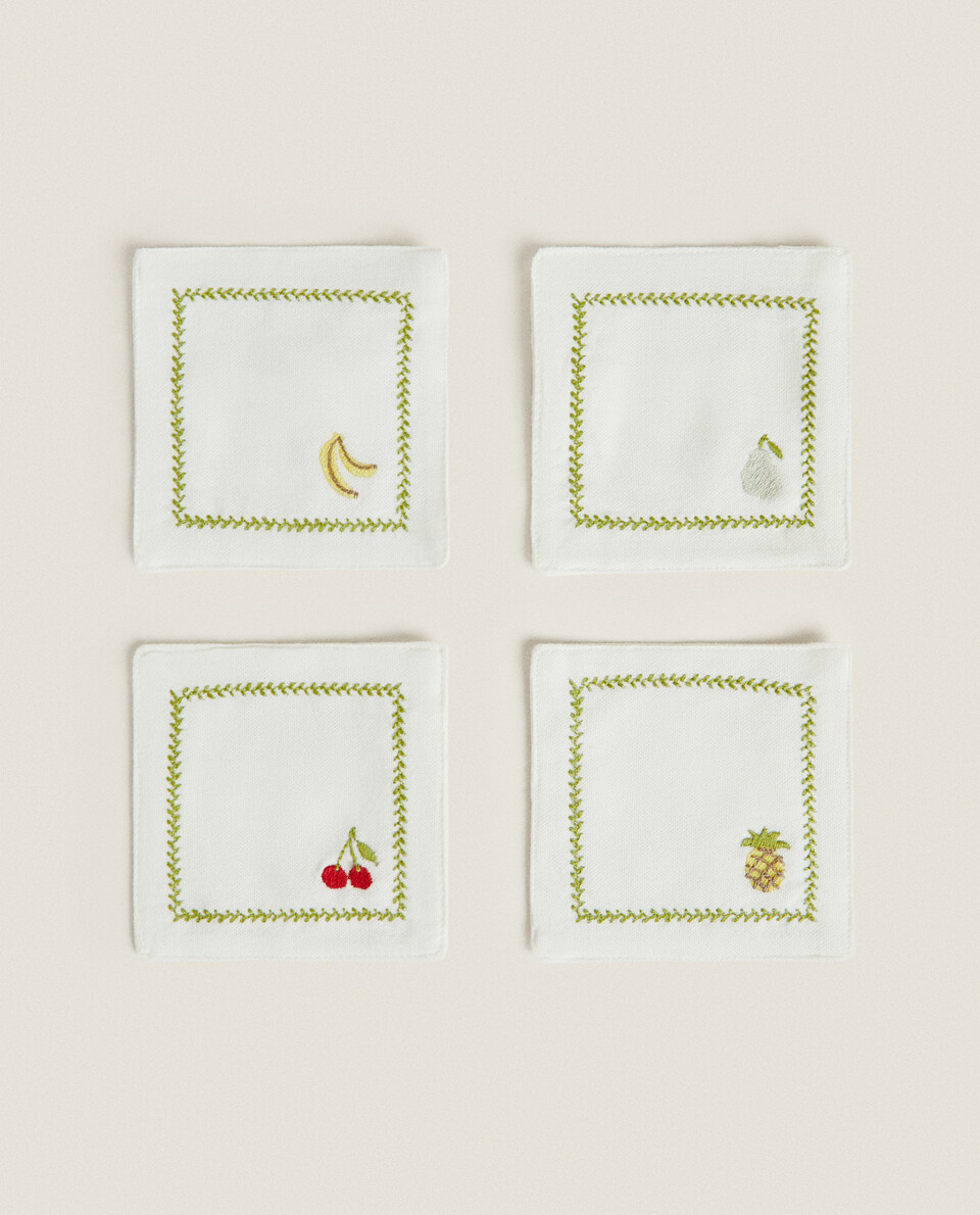 EMBROIDERED COTTON COASTERS