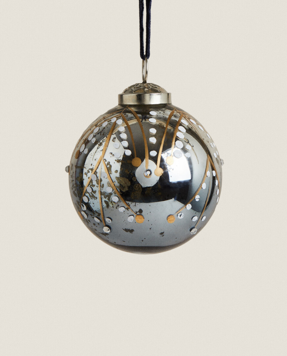 PAINTED GLASS BAUBLE CHRISTMAS DECORATION