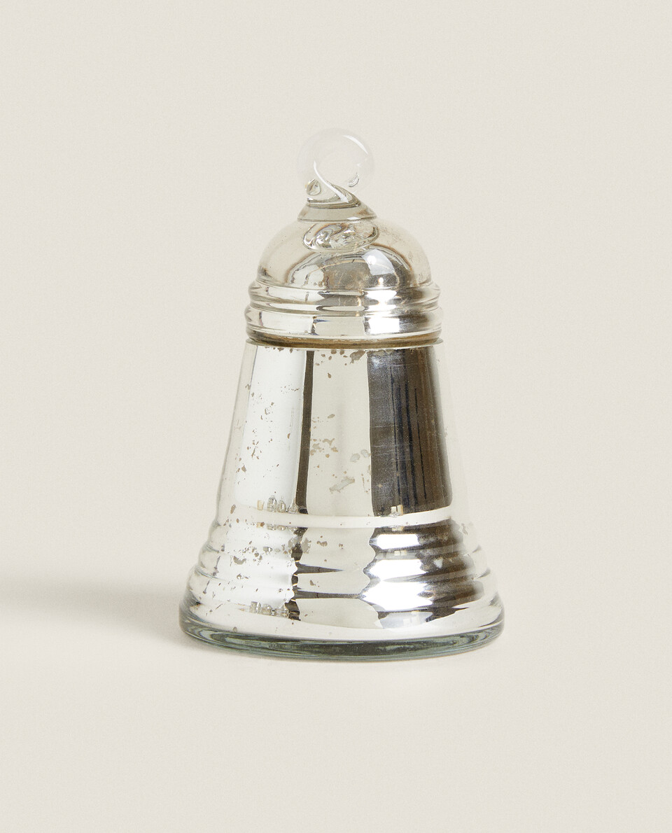 CHRISTMAS BELL-SHAPED GLASS DECORATIVE CANDLE