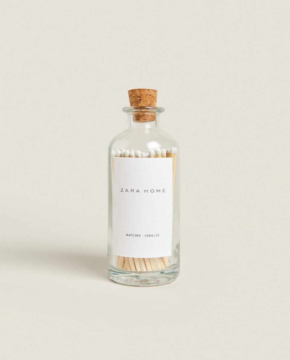 SMALL GLASS JAR WITH MATCHES