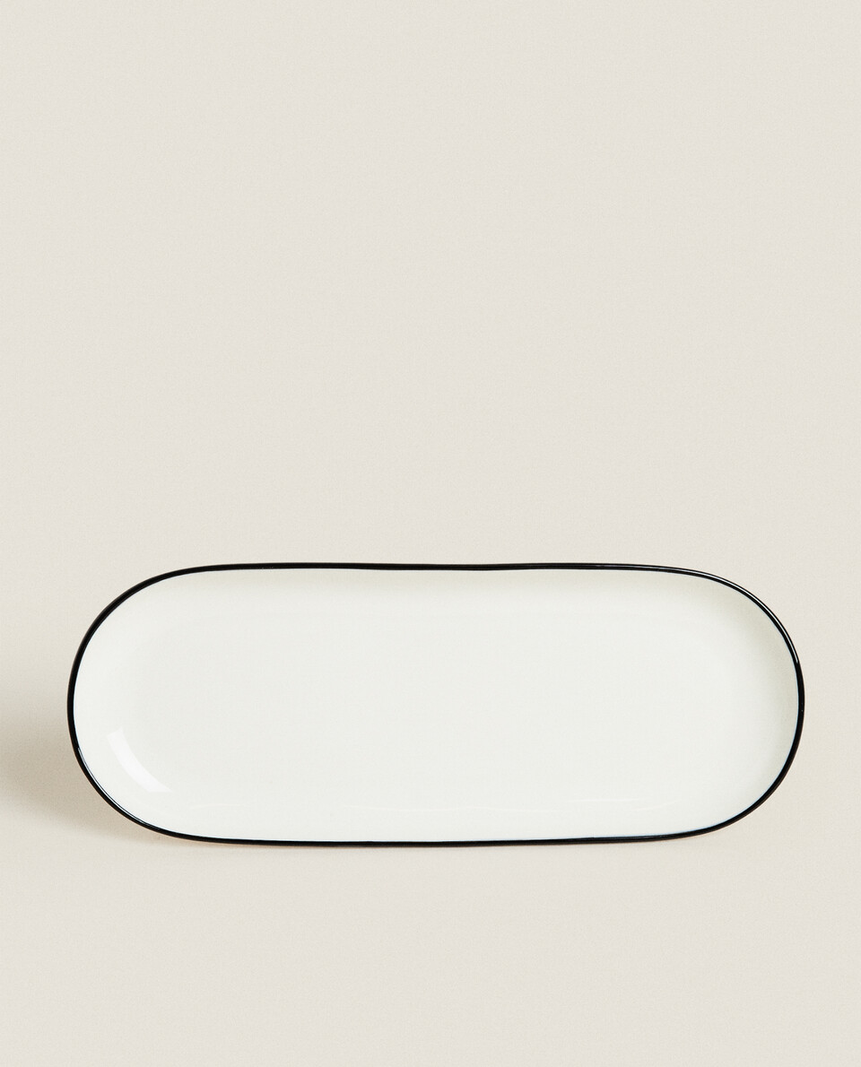 طبق تقديم من الخزف الحجري بتصميم مخطط Zara Home الكويت