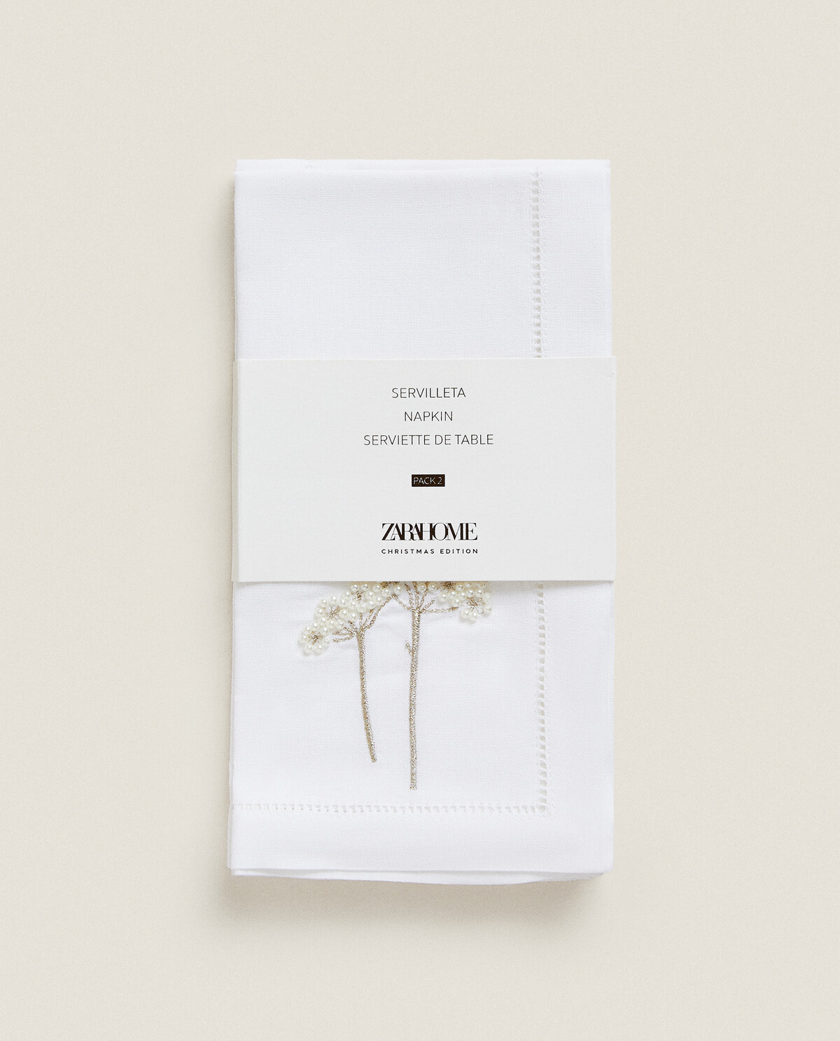 PACK OF CHRISTMAS PEARL BEAD NAPKINS (PACK OF 2) | Zara Home