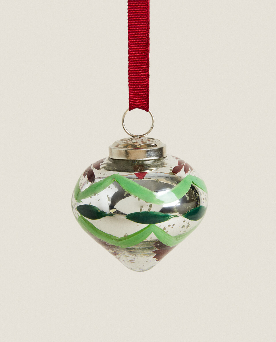 MERCURISED GLASS SPINNING TOP CHRISTMAS DECORATION