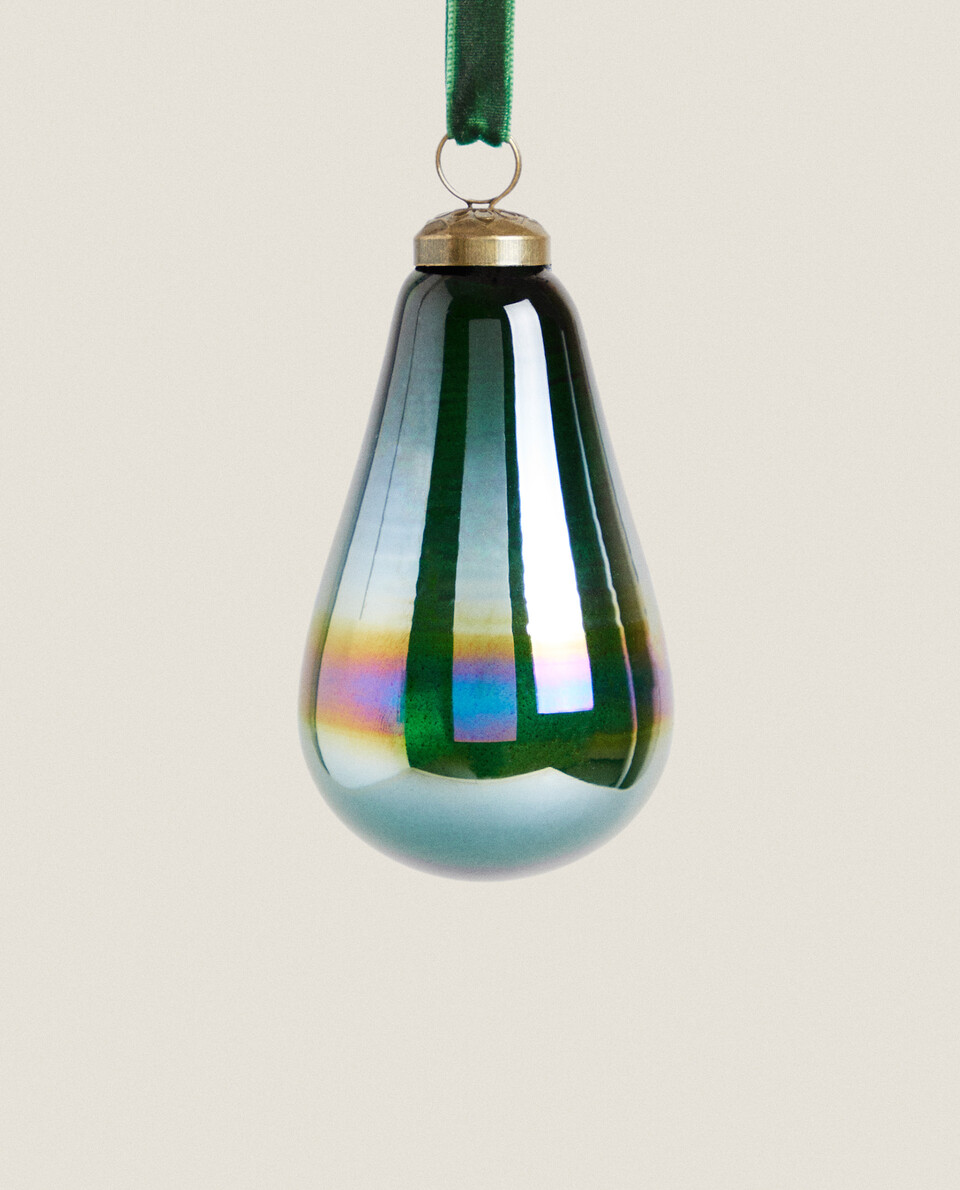 GLASS PEAR CHRISTMAS DECORATION