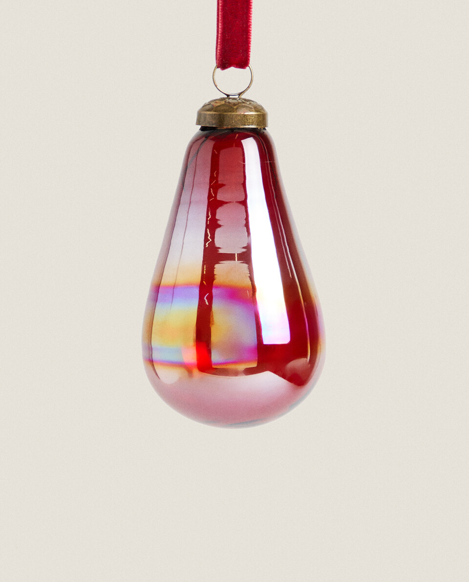 GLASS PEAR CHRISTMAS DECORATION