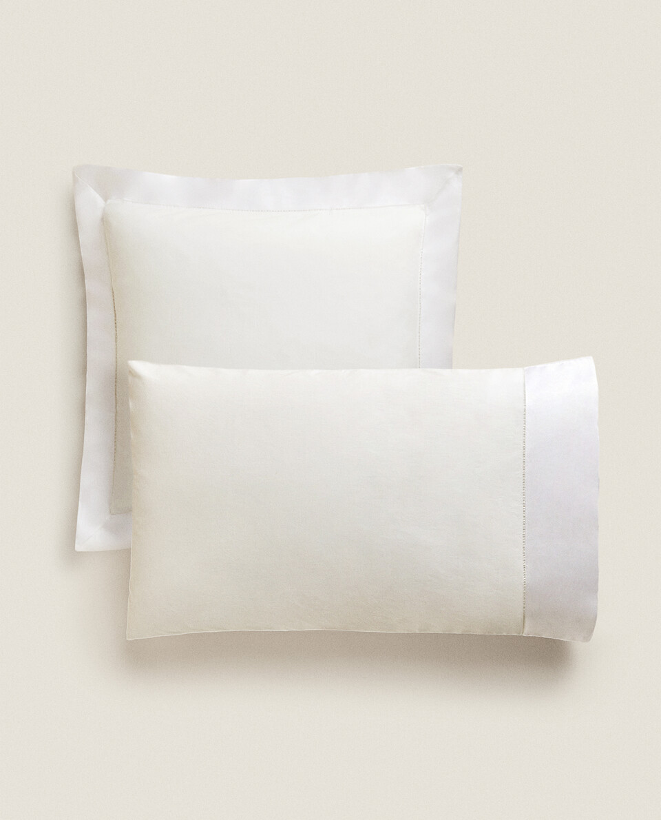 HEMSTITCHED PILLOWCASE WITH SILK
