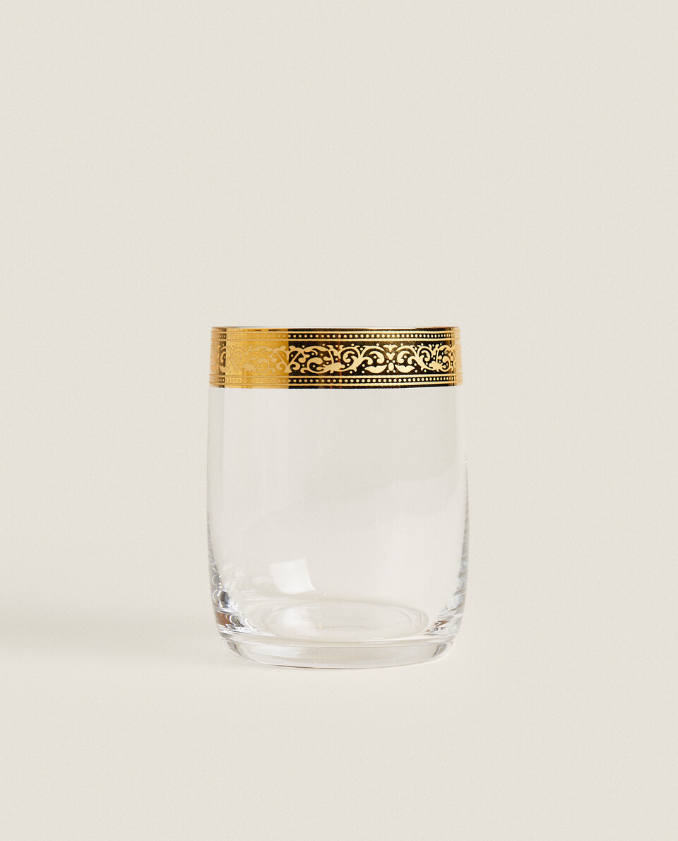 GLASS TUMBLER WITH GOLD DETAIL