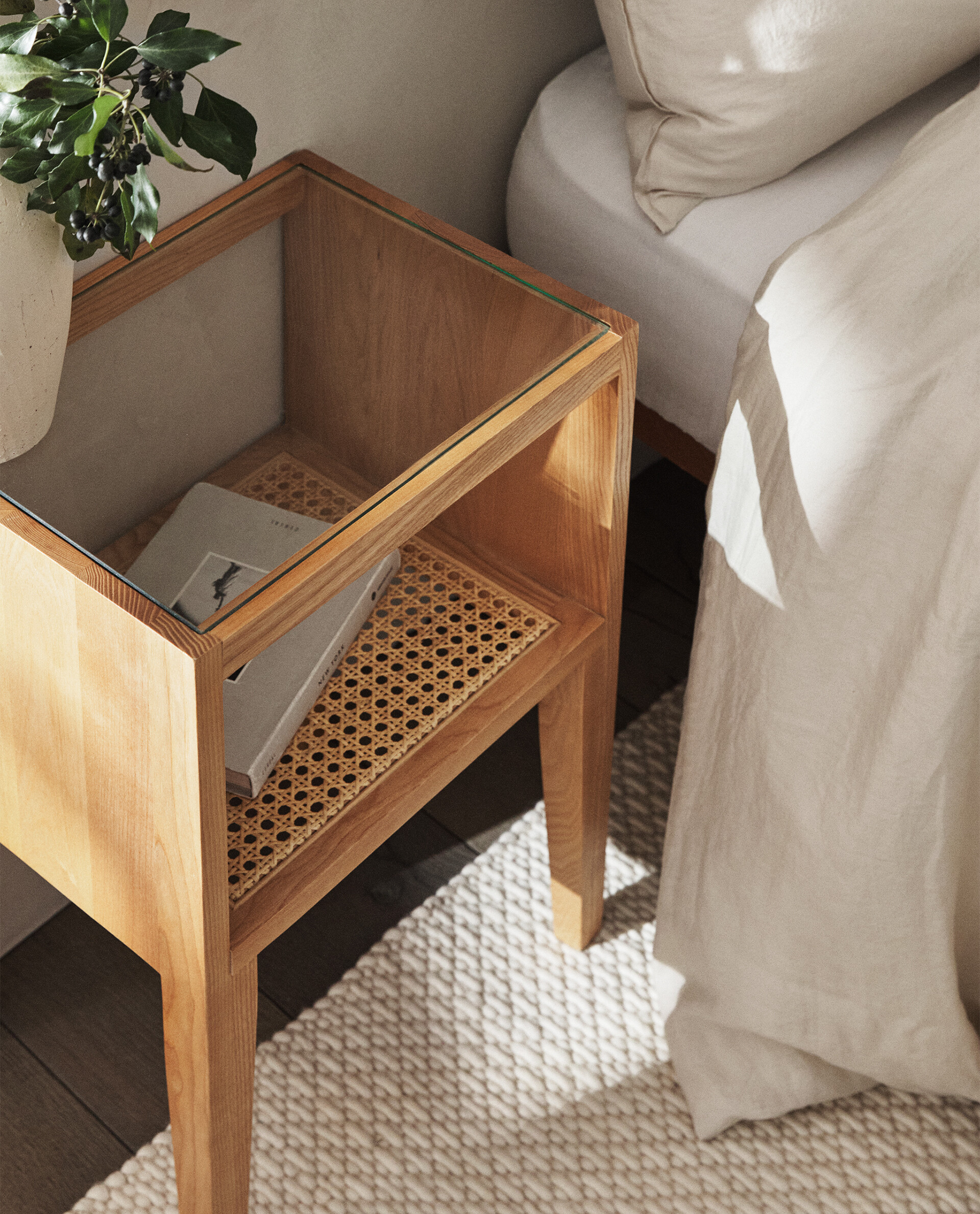 zara home wooden bedside table