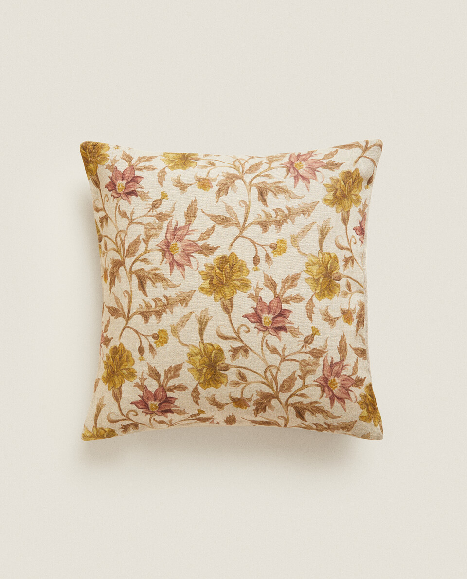 FLORAL LINEN CUSHION COVER