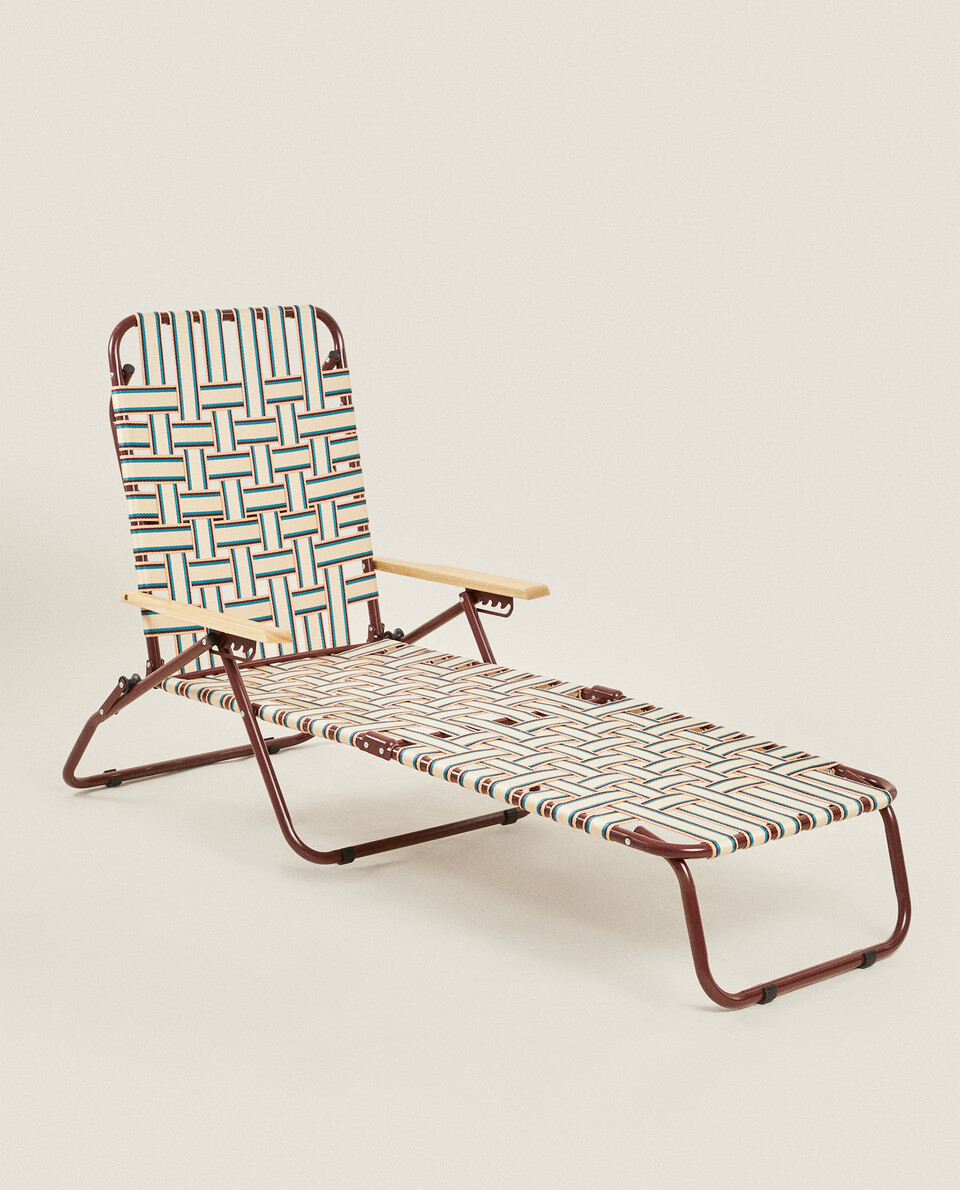 FOLDING SUN LOUNGER WITH STRIPS