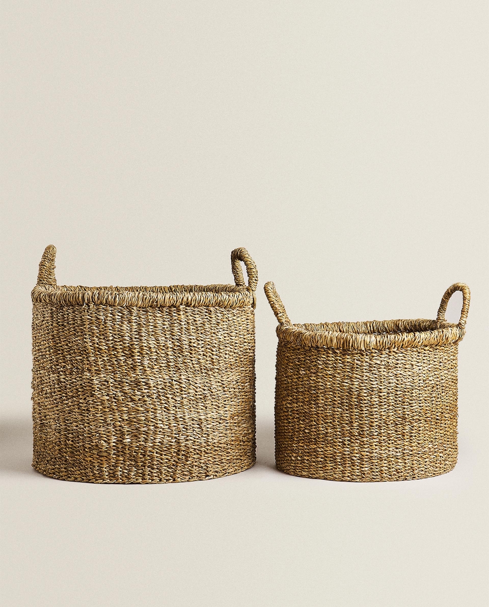 LARGE SEAGRASS BASKET WITH HANDLES Zara Home United States of America