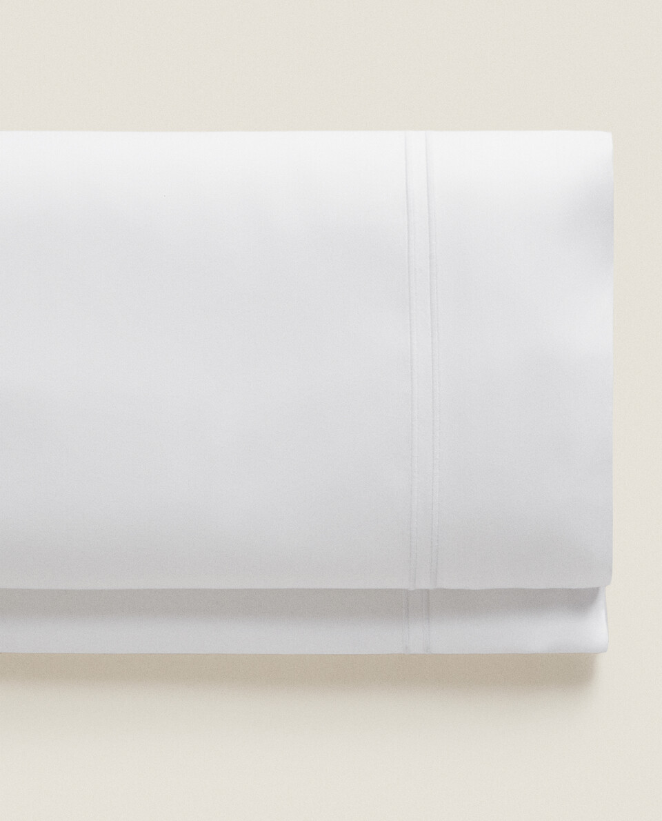 SATEEN FLAT SHEET WITH EMBROIDERED EDGE