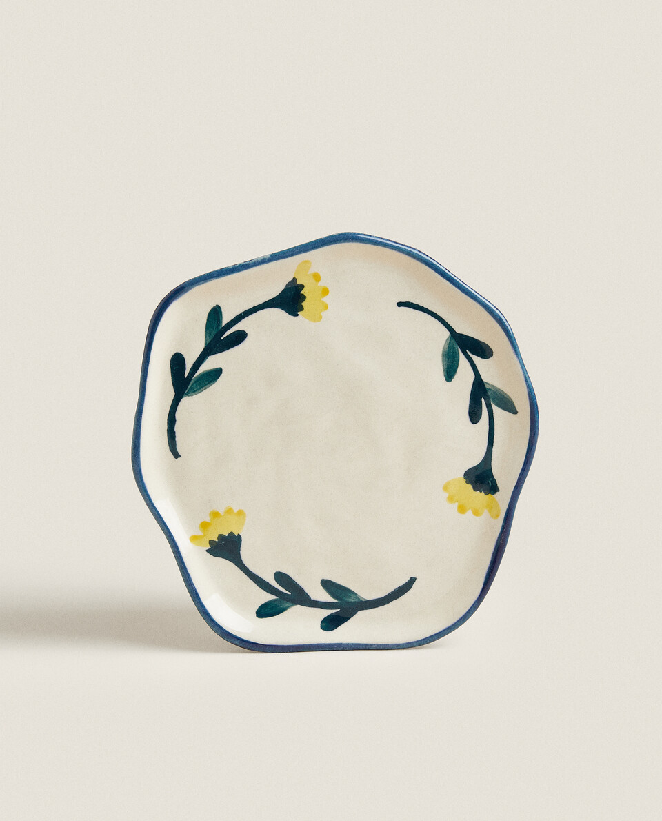 FLORAL TERRACOTTA DESSERT PLATE