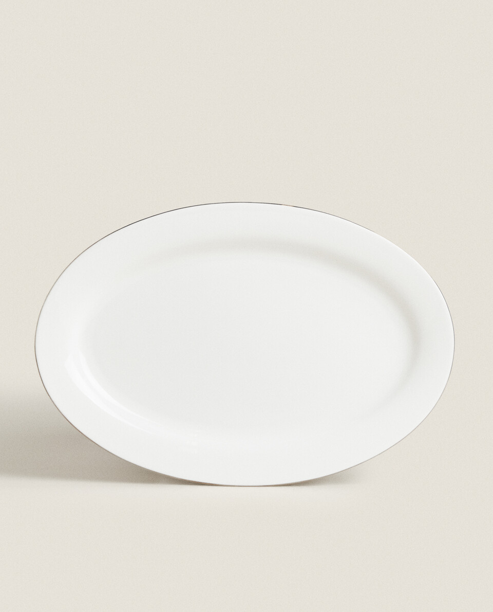 PLAT OVALE PORCELAINE BONE CHINA BORD Zara Home France