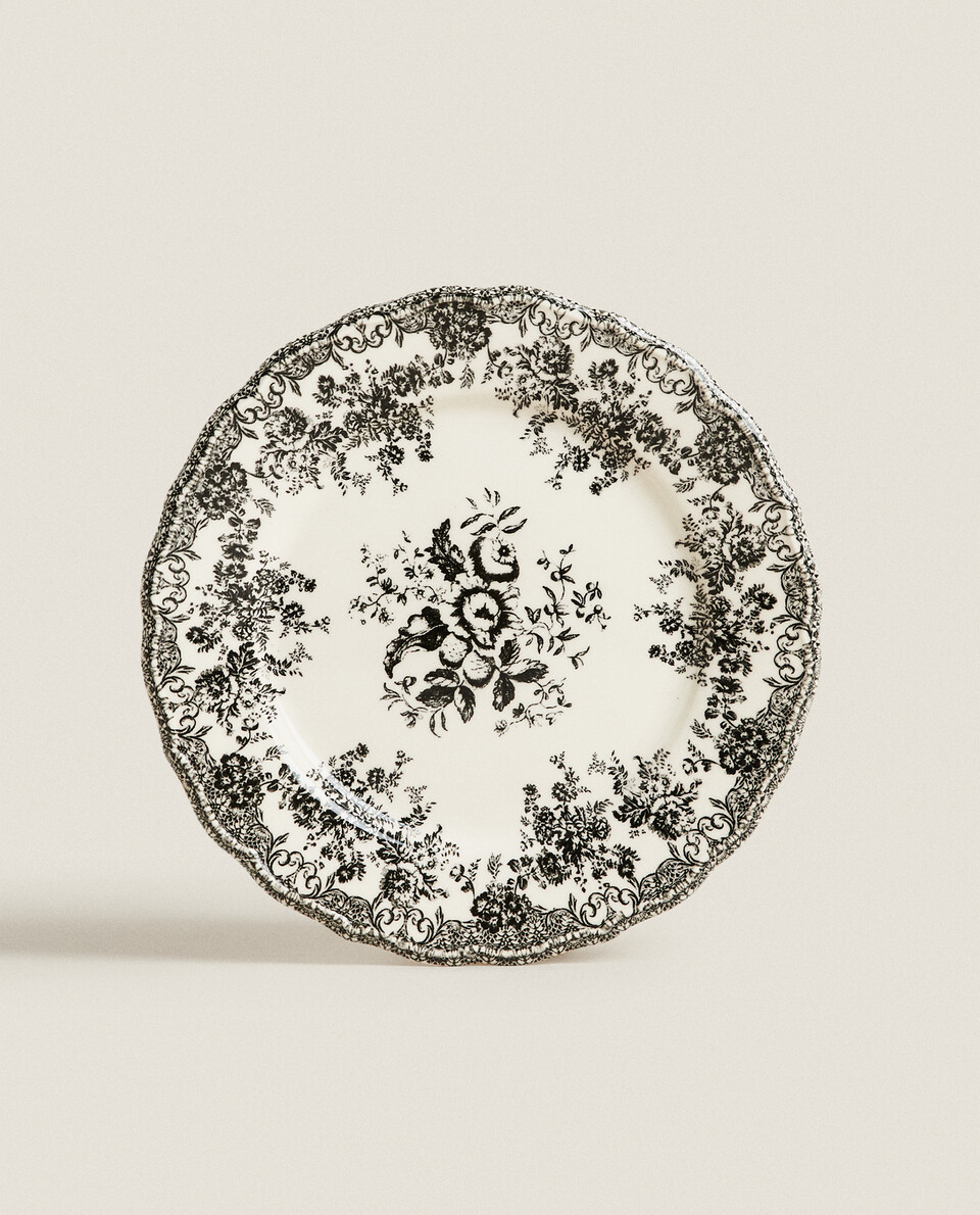 צלחת אוכל פרחונית מחרס | Zara Home ישראל