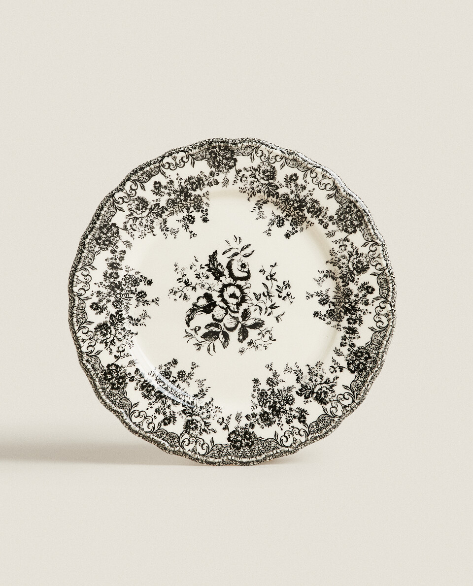 花卉印花陶製淺盤