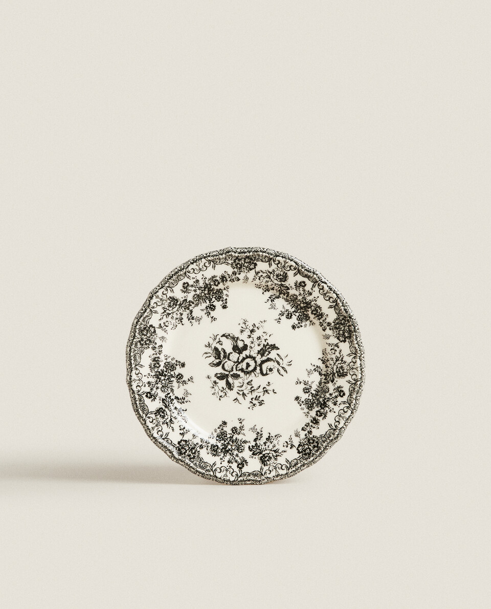 FLORAL EARTHENWARE DESSERT PLATE - null | Zara Home United Kingdom