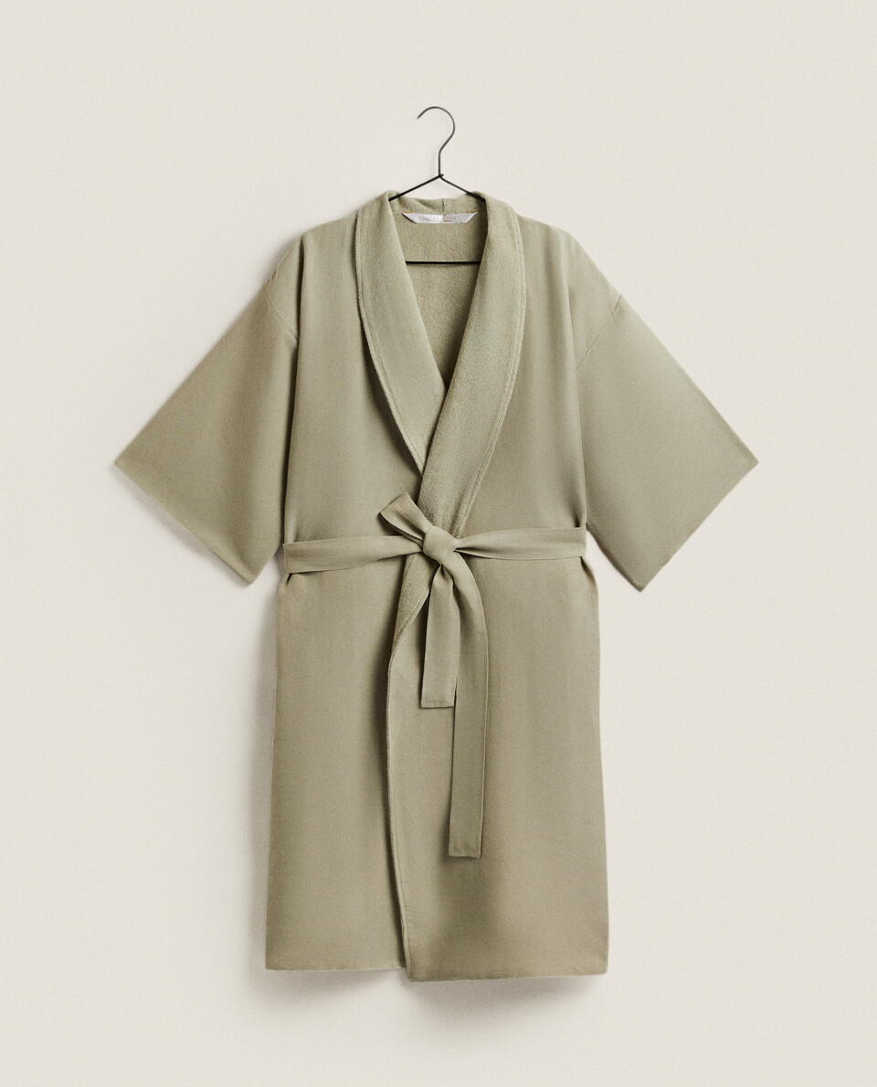 WASHED LINEN TERRY DRESSING GOWN