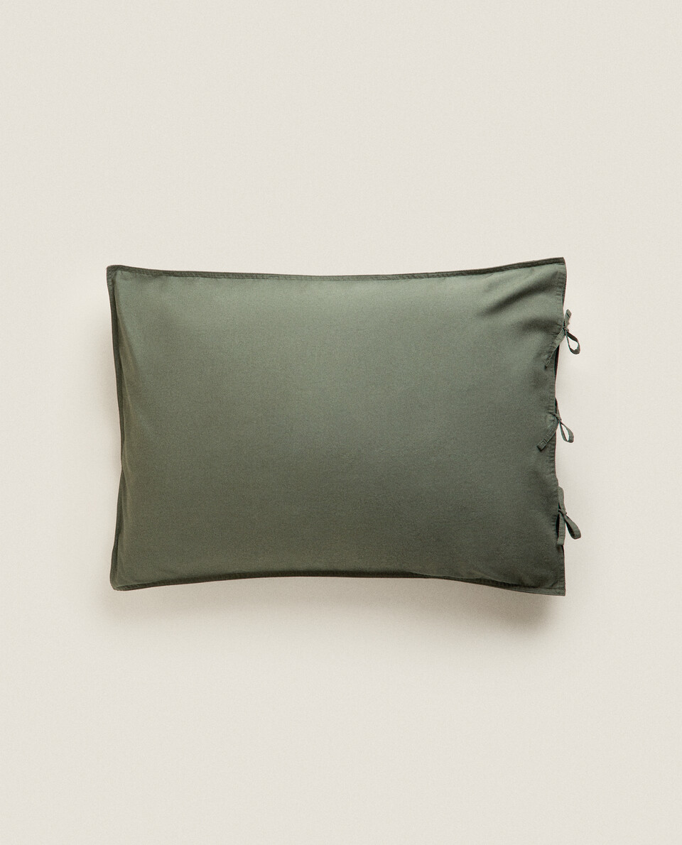 WASHED GREEN DUVET COVER WITH TIES