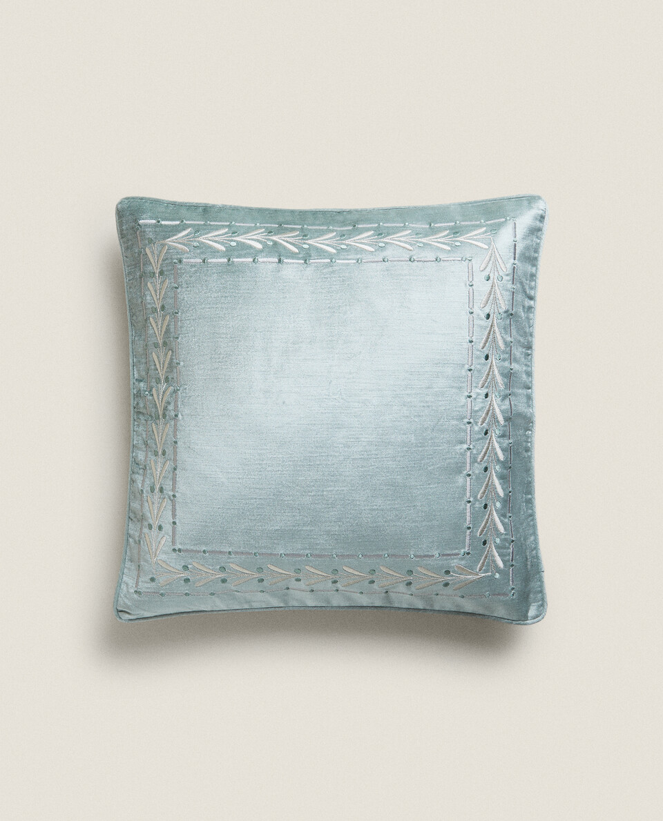 CUSHION COVER WITH GEOMETRIC EMBROIDERY
