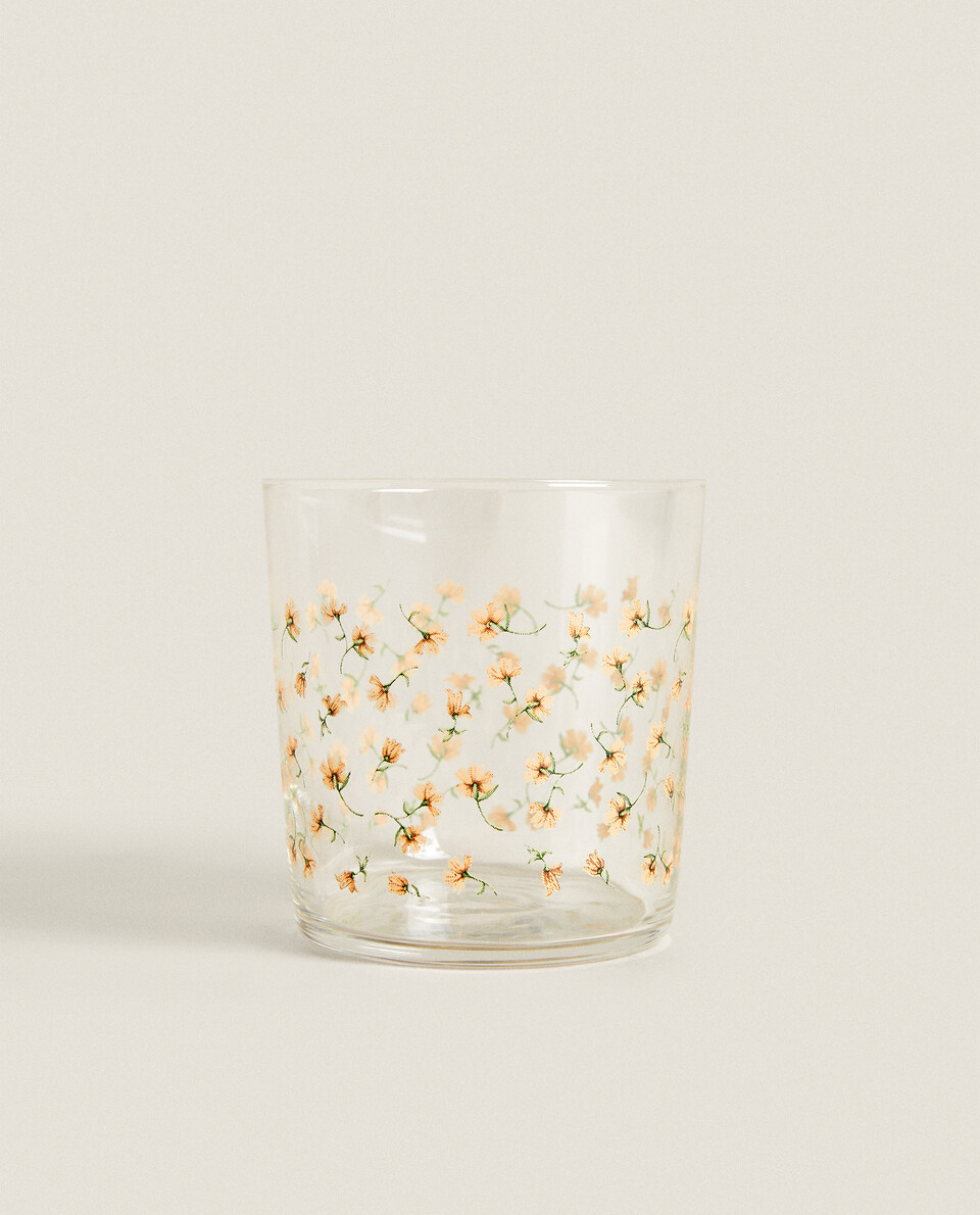 花卉絹印玻璃杯子