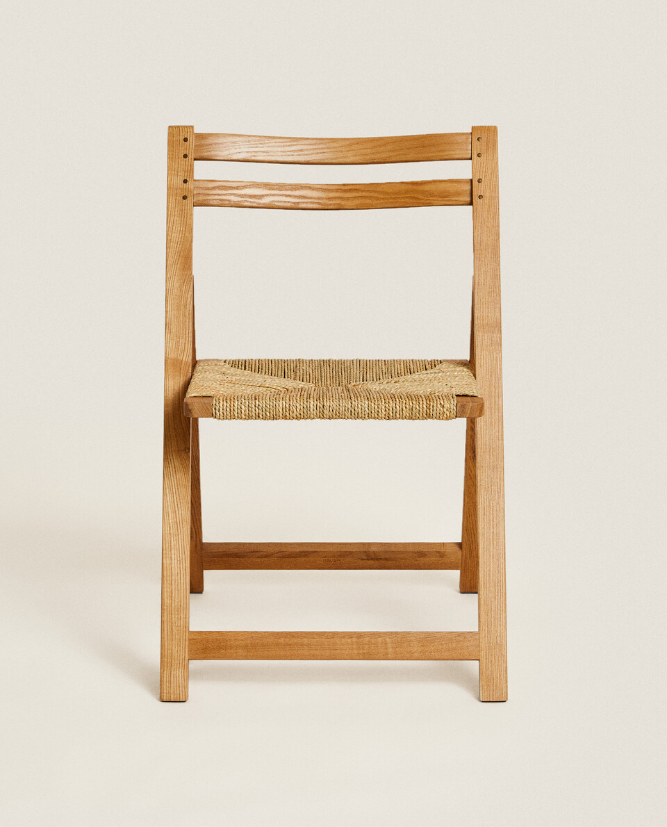 ASH WOOD AND SEAGRASS FOLDING CHAIR