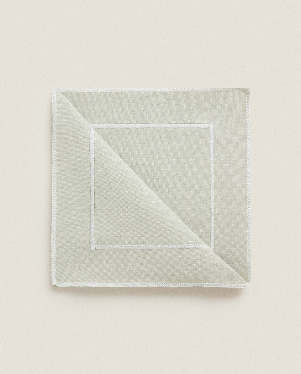 縫合格紋印花棉質餐巾（2件裝）