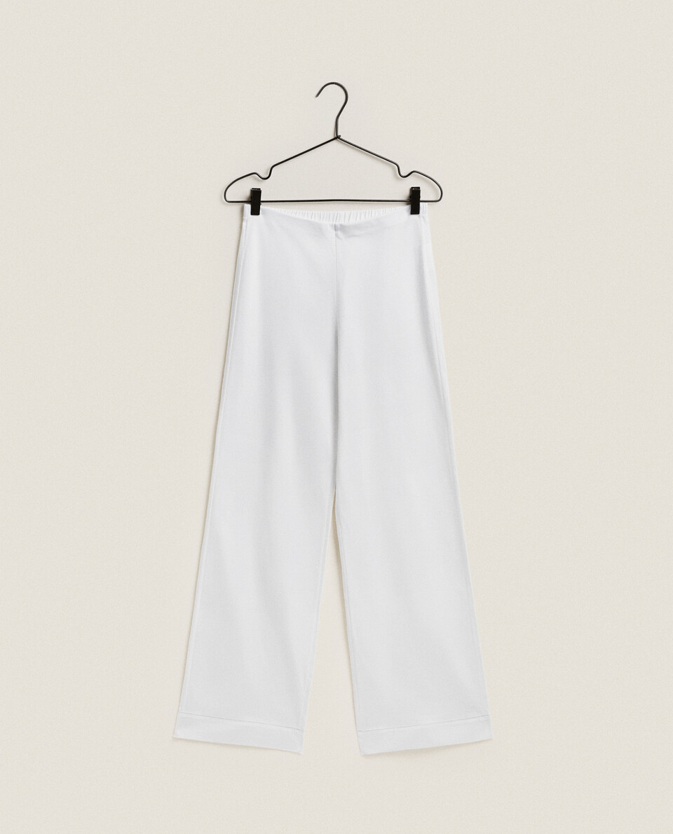 COTTON TROUSERS WITH LACE TRIM