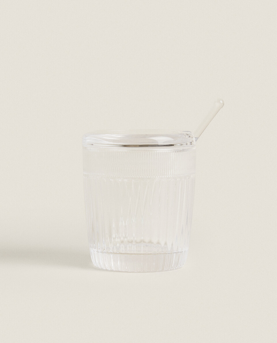 Sucrier En Verre Avec Couvercle HOMLA - Dimensions 12x11 Cm - Design Élégant Avec Inscription 'Sweet' - Lave-vaisselle