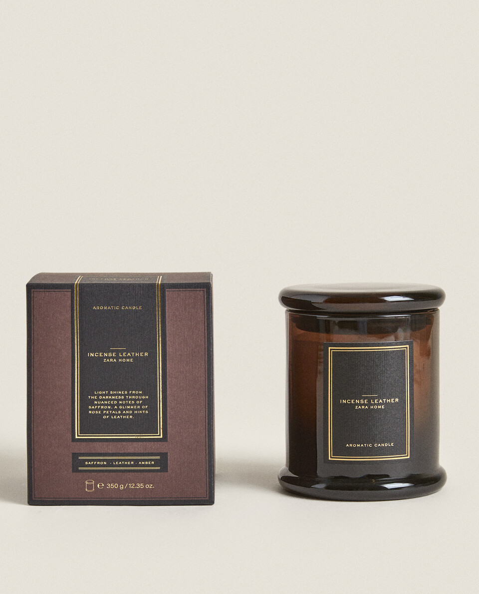 (350 G) INCENSE LEATHER SCENTED CANDLE