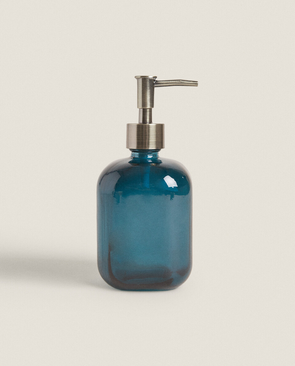 موزع صابون زجاجي أزرق